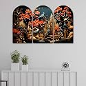 Livin'luxe Birds &amp; Forest Theme Arch Shape Wall Painting Set of 3 | Sparkle Laminated HD Print on MDF | Premium Nature Landscape Wall Art for Living Room Bedroom Home Décor (20 x 30 Inch) RPNS-35350