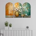 Livin'luxe Floral Vase Wall Painting Set of 3 | Elegant Flower Artwork on MDF Panels | Gloss Finish Modern Wall Décor for Living Room, Bedroom &amp; Hall (24 x 36 Inch) RPNM-35324