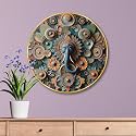 Livin'luxe Lord Ganesha Round Wall Art | 3D Embossed Floral Design on MDF Panel | Artistic Spiritual Wall Decor with Golden Rim | Perfect for Living Room, Temple &amp; Home Interior (23 x 23 Inch) GR-301