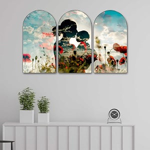 livin39luxe mother amp child love wall painting set of 3  emotional family art with floral background  hd gloss finish wall dcor for living room bedroom amp gifting 20 x 30 inch rpns-35331