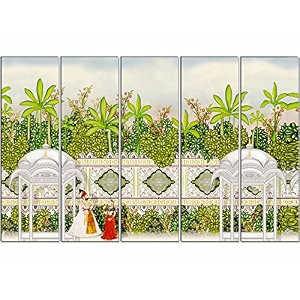 livin39luxe multiple frames mughal modern art wall painting for living room bedroom office hotels drawing room wooden framed digital painting 40inch x 24inch sanfll35134