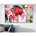 Livin'luxe Multiple Frames, Pink Rose modern art Wall Painting for Living Room, Bedroom, Office, Hotels, Drawing Room Wooden Framed Digital Painting (50inch x 30inch) SANFXL35079