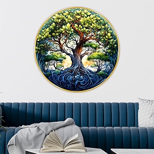 livin39luxe paintings abstract tree modern art premium sparkle lamination golden slim frame 58 cm x 58 cm large size for homeofficehotel painting gr138