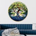 Livin'luxe paintings Abstract Tree modern art Premium Sparkle lamination Golden Slim Frame 58 cm x 58 cm Large Size, For Home/Office/Hotel painting GR138