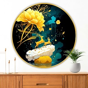 livin39luxe paintings beautiful flower modern art premium sparkle lamination golden slim frame 40 cm x 40 cm large size for homeofficehotel painting grm134