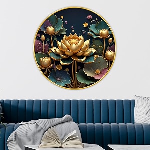 livin39luxe paintings beautiful flower modern art premium sparkle lamination golden slim frame 58 cm x 58 cm large size for homeofficehotel painting gr139