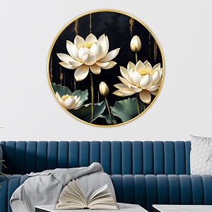 livin39luxe paintings beautiful flower modern art premium sparkle lamination golden slim frame 58 cm x 58 cm large size for homeofficehotel painting gr133