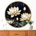 Livin'luxe paintings beautiful flower modern art Premium Sparkle lamination Golden Slim Frame 40 cm x 40 cm Large Size, For Home/Office/Hotel painting GRM133