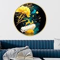 Livin'luxe paintings beautiful flower modern art Premium Sparkle lamination Golden Slim Frame 58 cm x 58 cm Large Size, For Home/Office/Hotel painting GR134