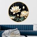 Livin'luxe paintings beautiful flower modern art Premium Sparkle lamination Golden Slim Frame 58 cm x 58 cm Large Size, For Home/Office/Hotel painting GR133