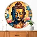 Livin'luxe paintings Buddha modern art Premium Sparkle lamination Golden Slim Frame 40 cm x 40 cm Large Size, For Home/Office/Hotel painting GRM132