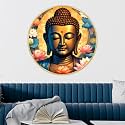 Livin'luxe paintings Buddha modern art Premium Sparkle lamination Golden Slim Frame 58 cm x 58 cm Large Size, For Home/Office/Hotel painting GR132