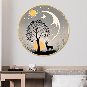 livin39luxe paintings deer modern art premium sparkle lamination golden slim frame 58 cm x 58 cm large size for homeofficehotel painting gr106