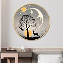 Livin'luxe paintings deer modern art Premium Sparkle lamination Golden Slim Frame 58 cm x 58 cm Large Size, For Home/Office/Hotel painting GR106