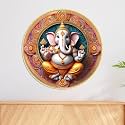 Livin'luxe paintings Ganesha religious modern art Premium Sparkle lamination Golden Slim Frame 58 cm x 58 cm Large Size, For Home/Office/Hotel painting GR-87
