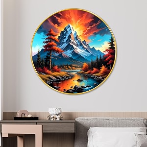 livin39luxe paintings mountaining modern art premium sparkle lamination golden slim frame 58 cm x 58 cm large size for homeofficehotel painting gr107