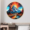 Livin'luxe paintings mountaining modern art Premium Sparkle lamination Golden Slim Frame 58 cm x 58 cm Large Size, For Home/Office/Hotel painting GR107