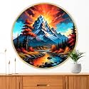 Livin'luxe paintings mountaining modern art Premium Sparkle lamination Golden Slim Frame 40 cm x 40 cm Large Size, For Home/Office/Hotel painting GRM107