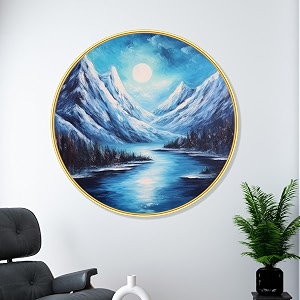 livin39luxe paintings nature scenery abstract modern art premium sparkle lamination golden slim frame 58 cm x 58 cm large size for homeofficehotel painting gr-44