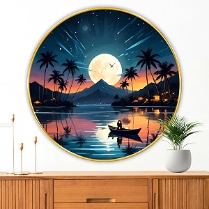 livin39luxe paintings nature scenery modern art premium sparkle lamination golden slim frame 508 cm x 508 cm large size for homeofficehotel painting grl108