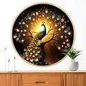 Livin'luxe paintings Peacock modern art Premium Sparkle lamination Golden Slim Frame 40 cm x 40 cm Large Size, For Home/Office/Hotel painting GRM140