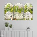 Livin'luxe Rajasthani Mughal Garden Wall Painting Set of 3 | Arch Shape Traditional Palace Art Panels | Premium MDF Frames for Living Room, Bedroom &amp; Home Décor (24 x 36 Inch) RPNM-35134