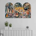 Livin'luxe Royal Mughal Garden Wall Painting Set of 3 | Traditional Rajasthani Miniature Art on MDF Panels | Ethnic Home Décor for Living Room, Hall &amp; Bedroom (20 x 30 Inch) RPNS-35303