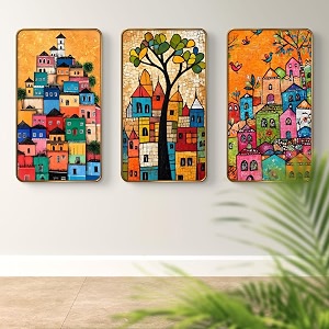 livin39luxe set of 3 modern art madhubani painting premium golden framed wall paintings for living room bedroom home decoration wall decoration 35 inch x 20 inch sg26