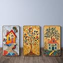 Livin'luxe Set of 3 modern art Madhubani painting Premium Golden Framed Wall paintings for living room, bedroom, home decoration, wall decoration 35 inch x 20 inch SG10