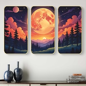 livin39luxe set of 3 nature scenery modern art boho painting premium framed laminated wall paintings for living room bedroom home decoration wall decoration 20 inch x 30 inch sp-10