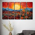 Livin'luxe Set of 5 Flower Wall Painting for Living Room, Bedroom, Hotels - Big Size stylish frame 60 inch x 30 inch Wall Art for Home Decoration SANFXL35334