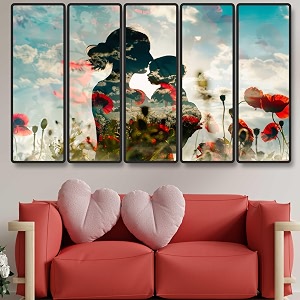 livin39luxe set of 5 love mother and child wall painting for living room bedroom hotels - big size stylish frame 60 inch x 30 inch wall art for home decoration sanfxl35331