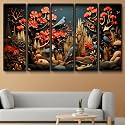 Livin'luxe Set of 5 Madhubani Wall Painting for Living Room, Bedroom, Hotels - Big Size stylish frame 60 inch x 30 inch Wall Art for Home Decoration SANFXL35350