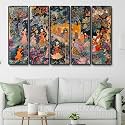 Livin'luxe Set of 5 Madhubani Wall Painting for Living Room, Bedroom, Hotels - Big Size stylish frame 60 inch x 30 inch Wall Art for Home Decoration SANFXL35303