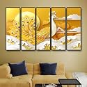Livin'luxe Set of 5 Peacock Wall Painting for Living Room, Bedroom, Hotels - Big Size stylish frame 60 inch x 30 inch Wall Art for Home Decoration SANFXL35363