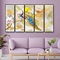 Livin'luxe Set of 5 Peacock Wall Painting for Living Room, Bedroom, Hotels - Big Size stylish frame 60 inch x 30 inch Wall Art for Home Decoration SANFXL35357