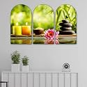 Livin'luxe Spa Candle &amp; Lotus Zen Arch Shape Set of 3 MDF Framed Wall Painting for Living Room &amp; Bedroom | Relaxing Spa Theme Wall Art Décor (24 x 36 Inch) RPNM-35093