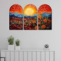 Livin'luxe Sunflower Field Wall Painting Set of 3 | Abstract Van Gogh Style Art on MDF Panels | HD Gloss Finish Wall Décor for Living Room, Bedroom &amp; Office (24 x 36 Inch) RPNM-35334