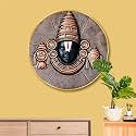 Livin'luxe Tirupati Balaji Round Wall Art | 3D Embossed MDF Panel with Golden Rim | Divine Venkateswara Design | Spiritual Wall Hanging for Home, Temple | Premium Artistic Frame (23 x 23 Inch) GR-309