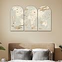 Livin'luxe Vintage World Map Wall Art for Kids Room | Set of 3 Arch Shape Panels with Airplanes & Hot Air Balloons | Educational Map Artwork for Nursery, Playroom, Study Room (24 x 36 Inch) RPNM-35392