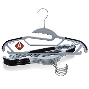 livingbasics 12pcs non-slip clothes hangers for wardrobe 360 rotating hook