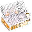 LIVINGBASICS 25 Pcs Unbreakable Kitchen Drawer Organizer/Drawers Organisers/Make up Organiser/Drawer Divider Tray/Makeup Dresser Tray/Dressing Table Organiser (PET Plastic)