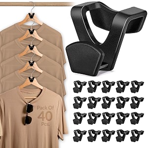 livingbasics 40 pieces space saving hanger connector hooks black plastic