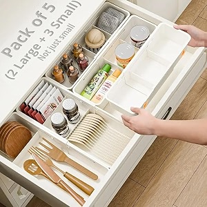 livingbasics 2l3s expandable drawer organizerdivider white ppcp plastic