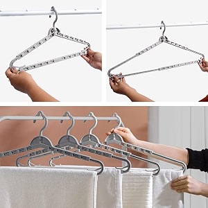 livingbasics 4pcs expandable hangers for clothes 360 rotating hook -grey