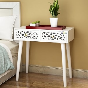 console table with 2 drawers black 76 cm x 30 cm x 76 cm white
