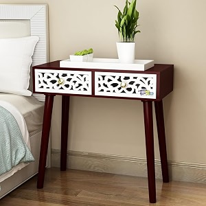 console table with 2 drawers black 76 cm x 30 cm x 76 cm brown