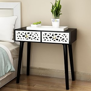 console table with 2 drawers black 76 cm x 30 cm x 76 cm black