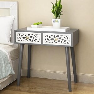 end table drawer dresser for bedroomside table with drawer bedside furniture night stand mdf end table with 4 wooden legs for bedroomliving room grey white