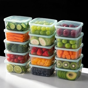 livlab mker 30 pcs food storage containers with lids - reusable meal prep containers bpa-free freezer lunch boxes for leftovers snack fruits salad - 15 sets  20 fl oz  25 cups